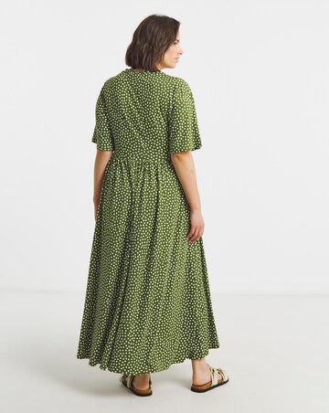 Green Spot Print Supersoft Midi Dress