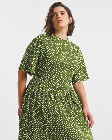 Green Spot Print Supersoft Midi Dress