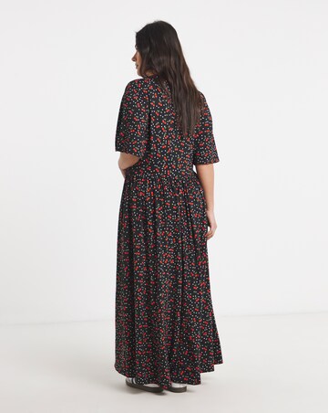 Cherry Print Supersoft Midi Dress With Pockets