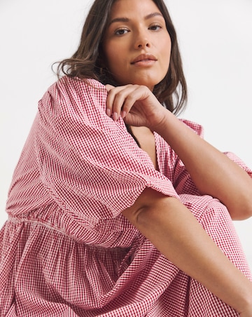 Seersucker Gingham Midi Dress