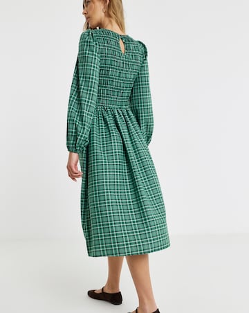 Simply Be Shirred Check Midi Dress