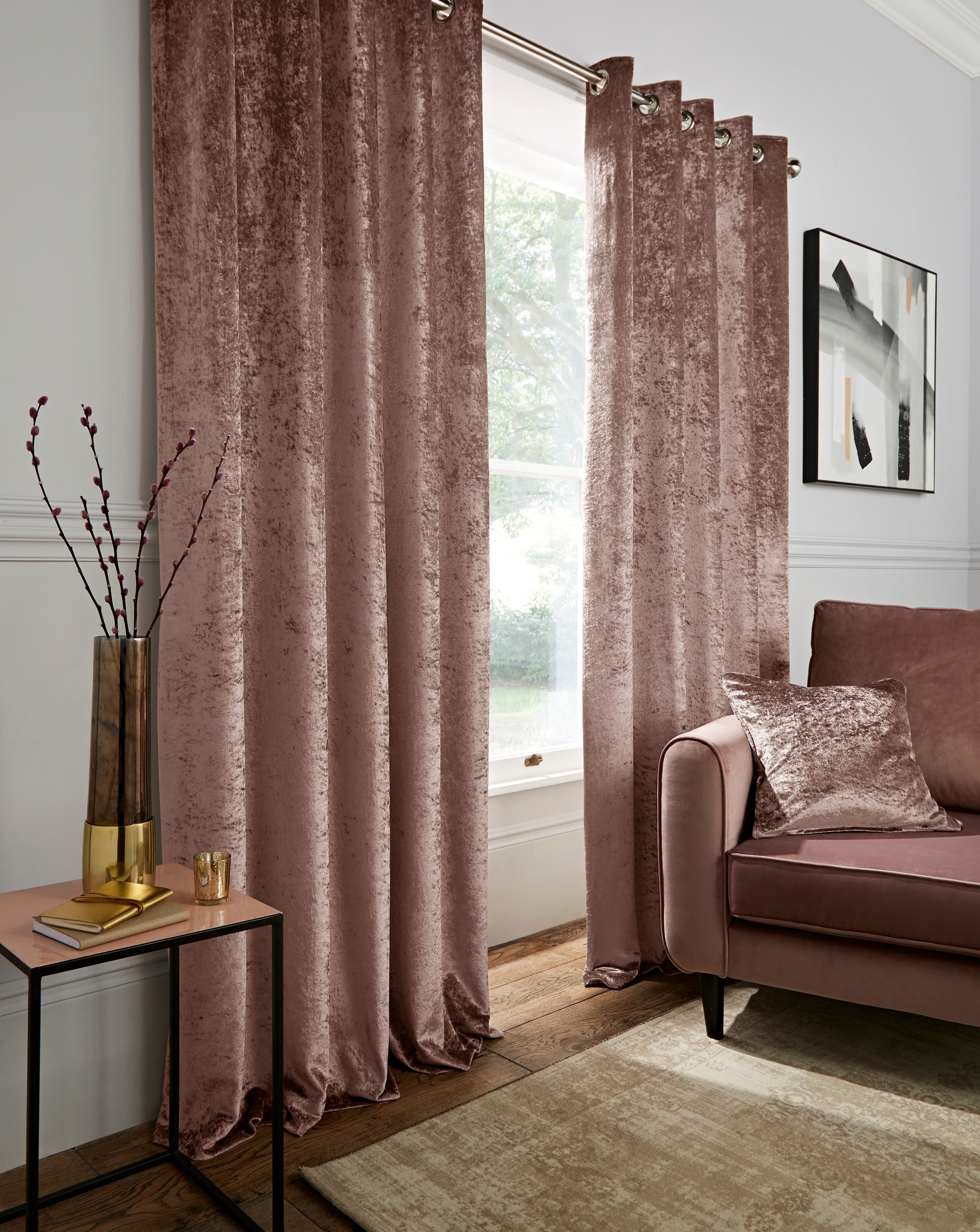 Crushed Velvet Eyelet Curtains