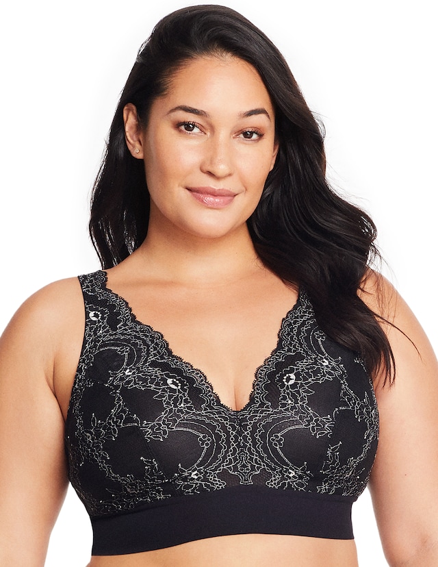 Glamorise Plus Size Lace Plunge Bralette 7013