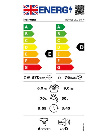 Hotpoint RD 966 JKD UK N 9/6kg 1600rpm Washer Dryer Black + Install
