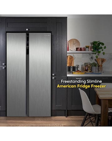 Russell Hobbs RH90AFF201SS Slim American Fridge Freezer Inox + Install