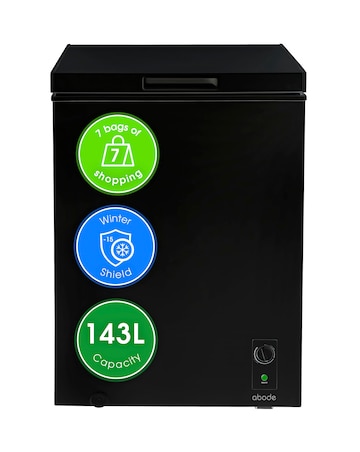 Abode A142CF0E1B Chest Freezer 142L Black + Install