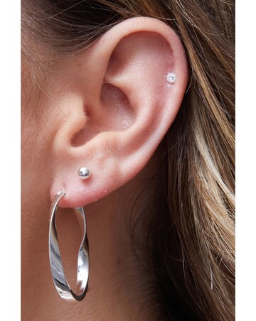 Simply Silver Sterling Silver 925 Polished Oval Twist Hoop Earrings