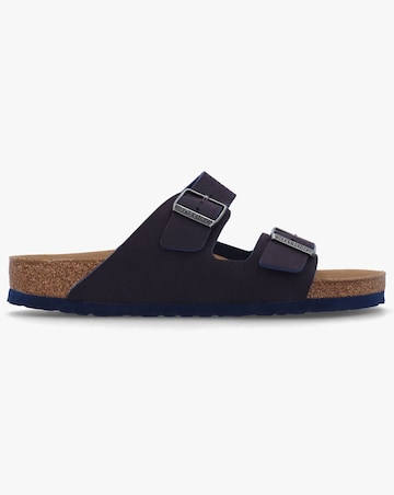 Birkenstock Men's Arizona Indigo Blue Birko-Flor Two Bar Mules Standard Fit