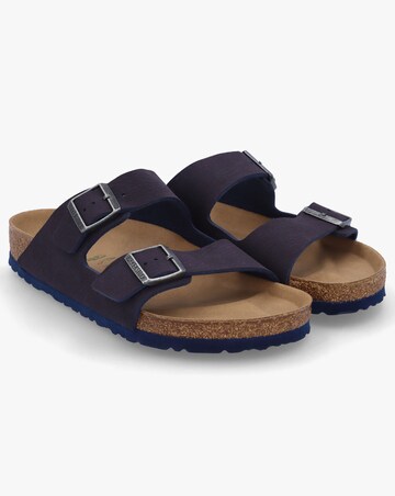 Birkenstock Men's Arizona Indigo Blue Birko-Flor Two Bar Mules Standard Fit