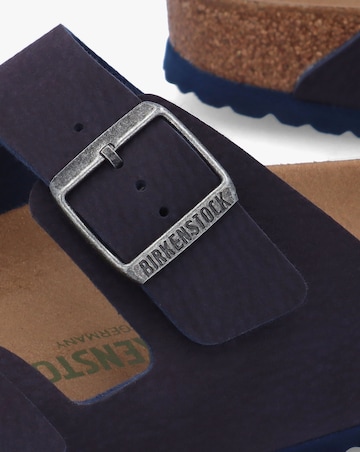 Birkenstock Men's Arizona Indigo Blue Birko-Flor Two Bar Mules Standard Fit