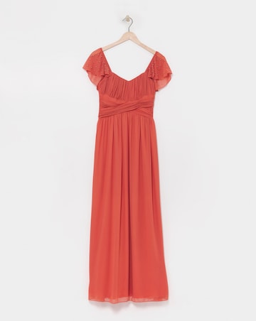 Little Mistress Frilled Sleeve Maxi Occasion Dress