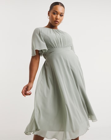 Little Mistress Angel Sleeve Midi Dress