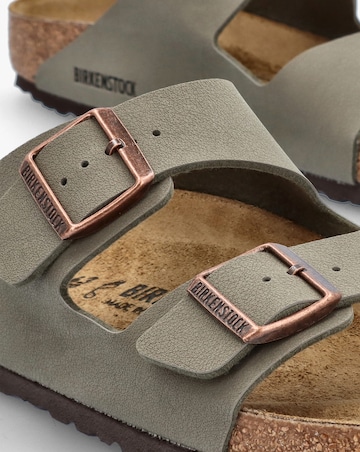 Birkenstock Mens Arizona Birko-Flor Stone Two Bar Mules Standard Width