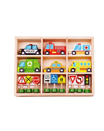Wooden Transportation & Street Signs Set