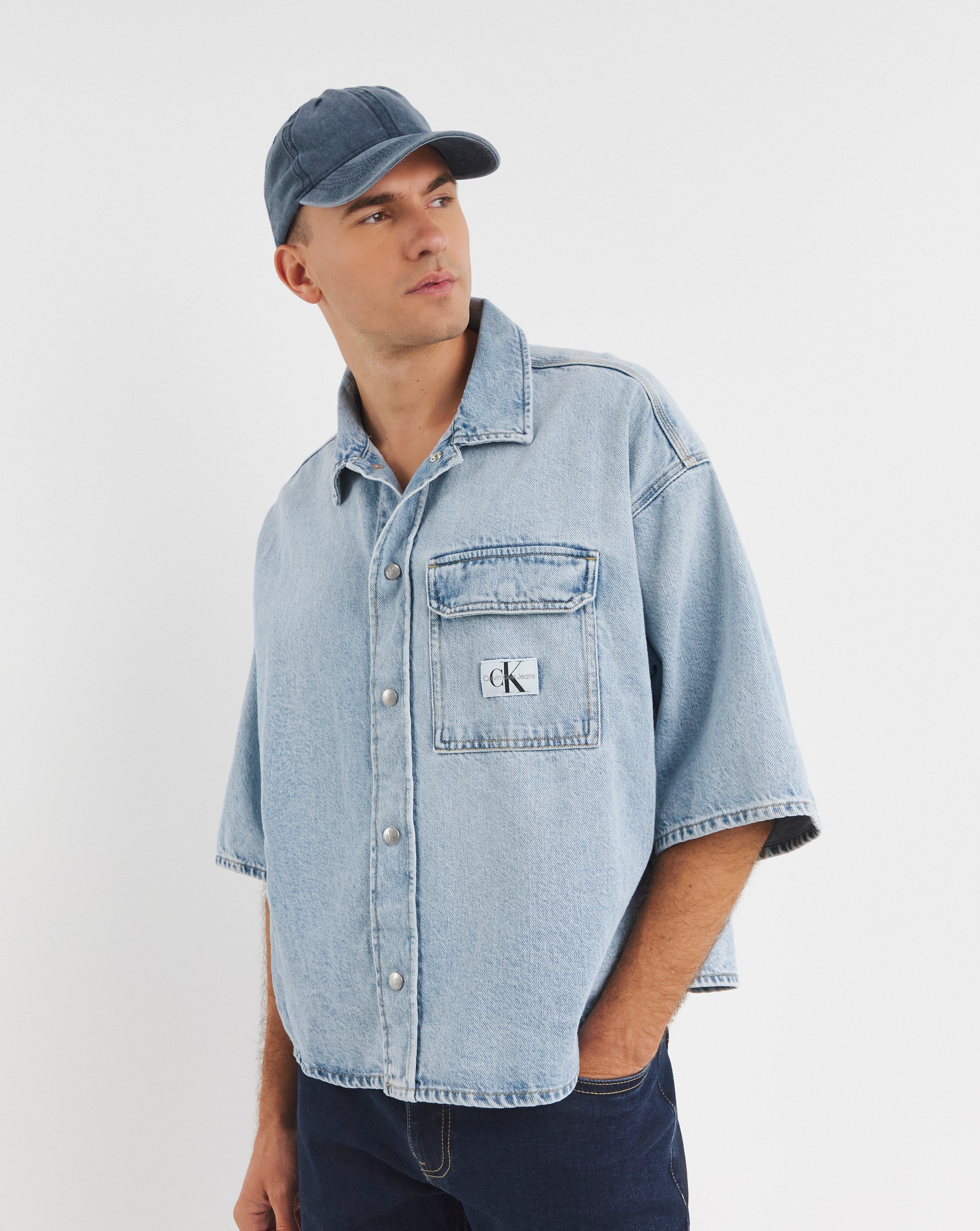 Ck Jeans Boxy Short Sleeve Denim Shirt