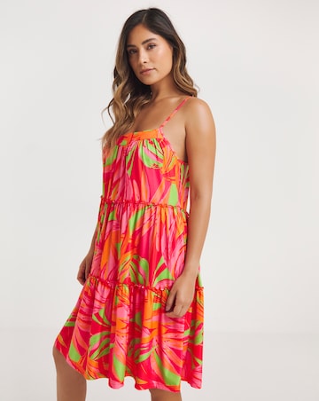 Leaf Print Tiered Chemise