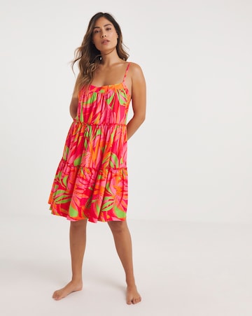 Leaf Print Tiered Chemise