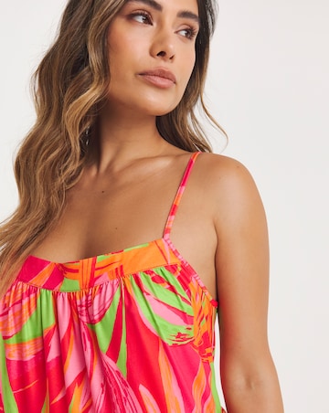 Leaf Print Tiered Chemise