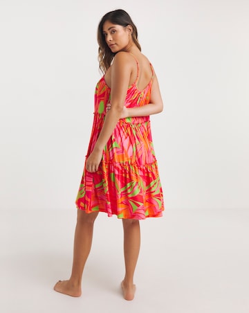 Leaf Print Tiered Chemise