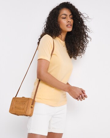 Yellow Cotton Short Sleeve Crew Neck Regular Fit T-Shirt