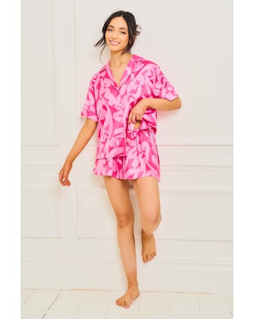 Jim Jam The Label Pink Satin Short Pyjama Set