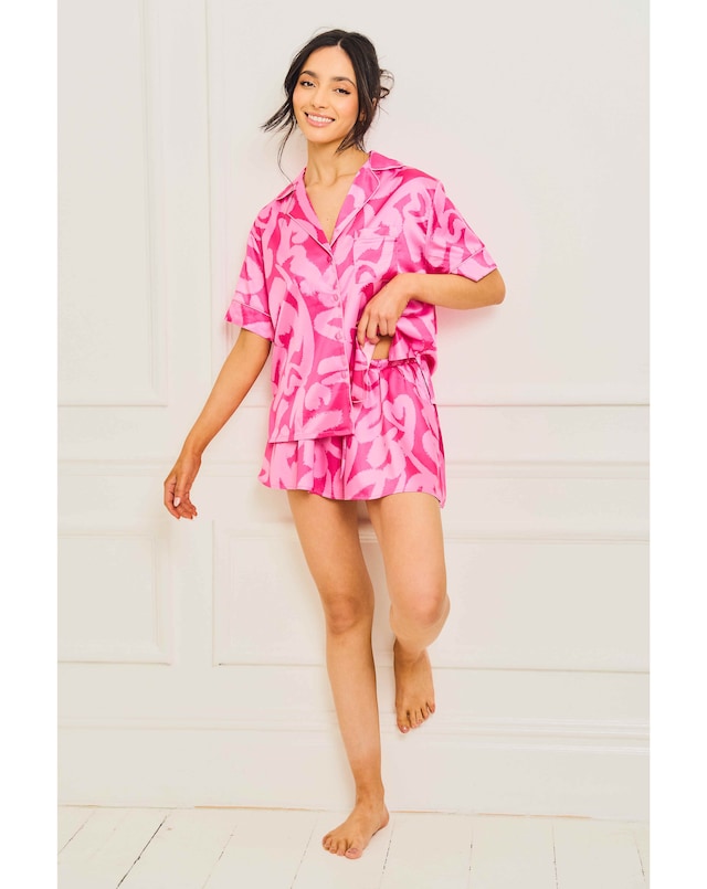 Jim Jam The Label Satin Short PJ Set
