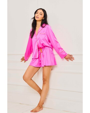 Jim Jam The Label Pink Satin Short Pyjama Set