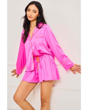 Jim Jam The Label Pink Satin Short Pyjama Set