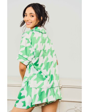 Jim Jam The Label Green Dog Tooth Short Pyjama Set