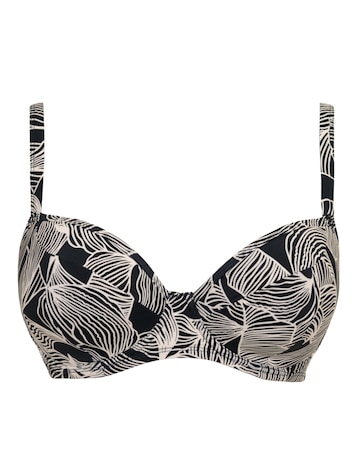 Curvy Kate Ripple Reef Balcony Wired Bikini Top Black Print