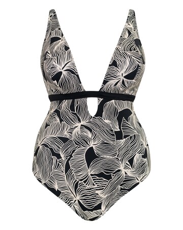 Curvy Kate Ripple Reef Reversible Non-Wired Plunge Multiway Swimsuit Black Print