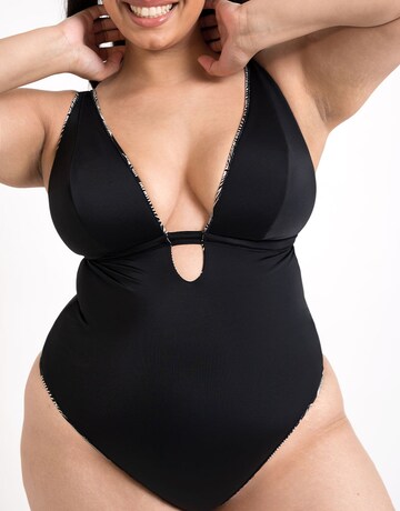 Curvy Kate Ripple Reef Reversible Non-Wired Plunge Multiway Swimsuit Black Print