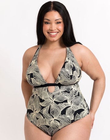 Curvy Kate Ripple Reef Reversible Non-Wired Plunge Multiway Swimsuit Black Print