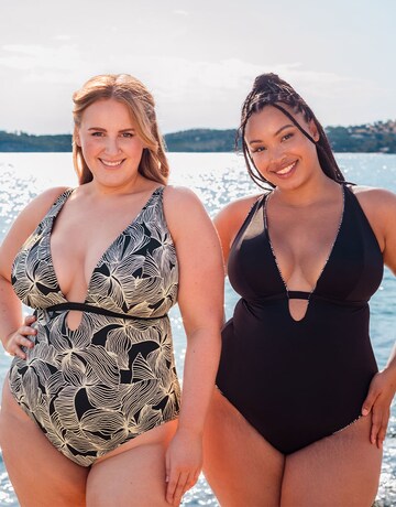 Curvy Kate Ripple Reef Reversible Non-Wired Plunge Multiway Swimsuit Black Print