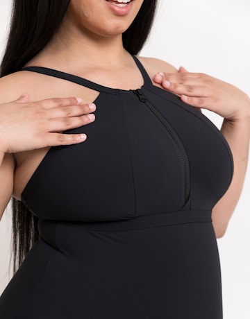 Curvy Kate Zip Tide Quick Drying High Neck Non-Wired Multiway Swimsuit Black