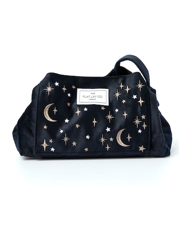 The Flat Lay Co.Velvet Drawstring Makeup Bag in Celestial Indigo