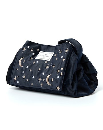 The Flat Lay Co.Velvet Drawstring Makeup Bag in Celestial Indigo