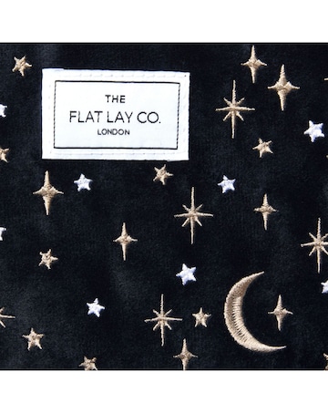 The Flat Lay Co.Velvet Drawstring Makeup Bag in Celestial Indigo