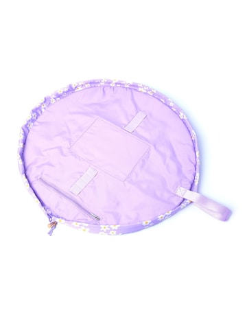 The Flat Lay Co. Drawstring Makeup Bag in Lilac Daisy