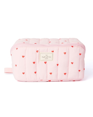 The Flat Lay Co.Marshmallow Makeup Box Bag in Pink Hearts