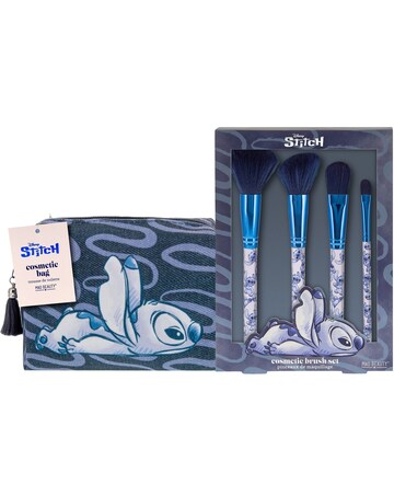 Disney Stitch Denim Cosmetic Bag & Makeup Brushes