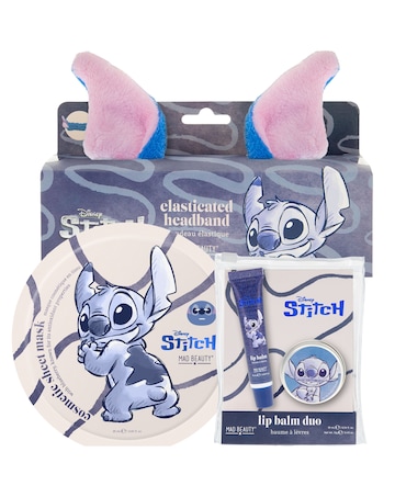 Disney Stitch Denim Sheet Mask, Lip Balm & Headband Set