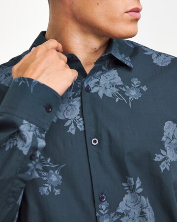 Long Sleeve Blue Floral Shirt