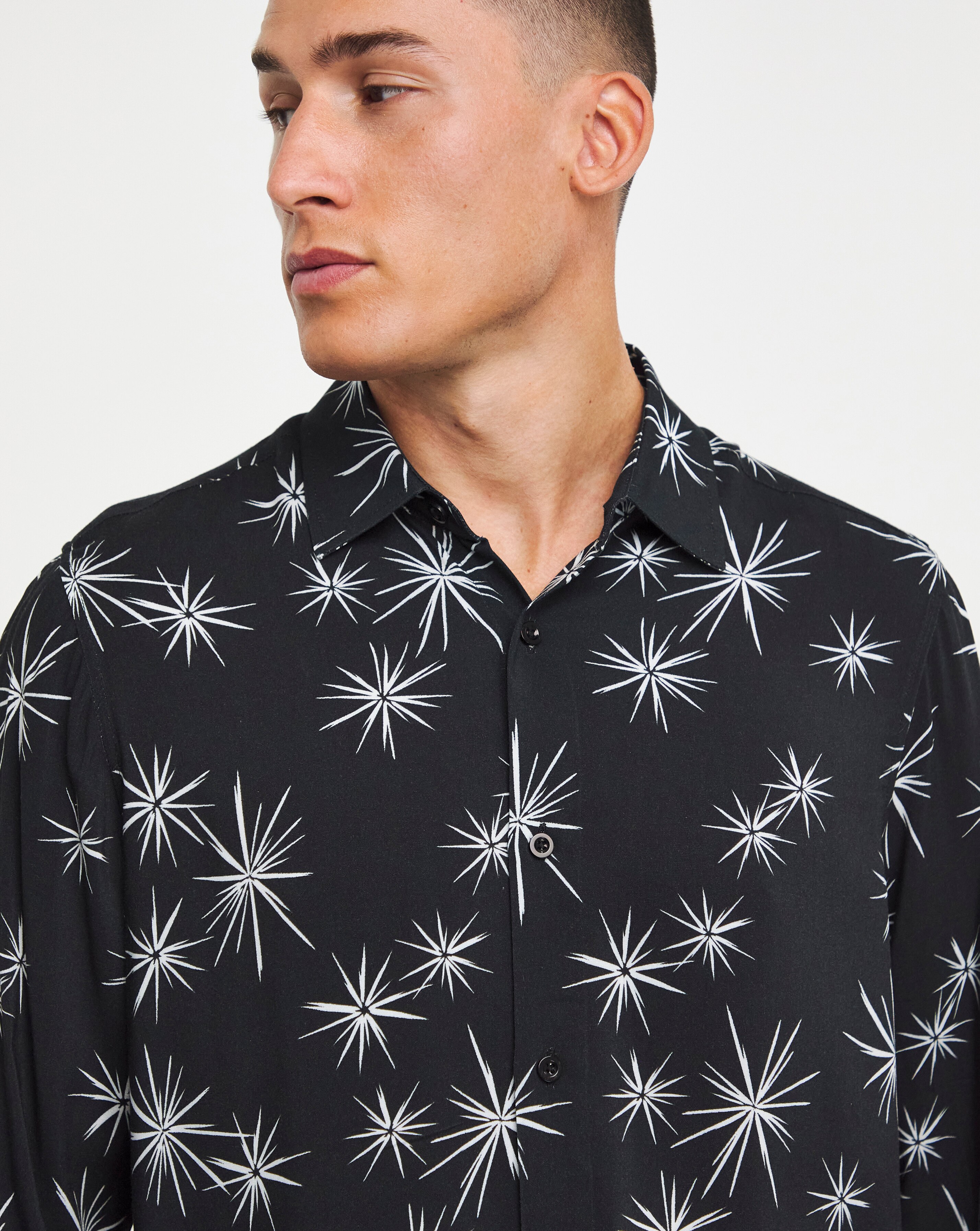 Long Sleeve Fireworks Print Shirt