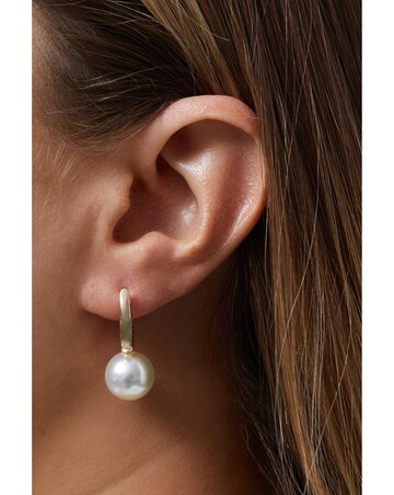 Jon Richard Gold Plated Pearl Drop Hoop Earrings