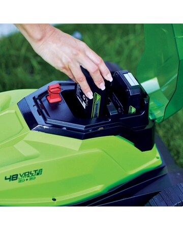 Greenworks 48V Cordless 36cm Lawnmower with 2 x 24v 2ah Batteries & Charger
