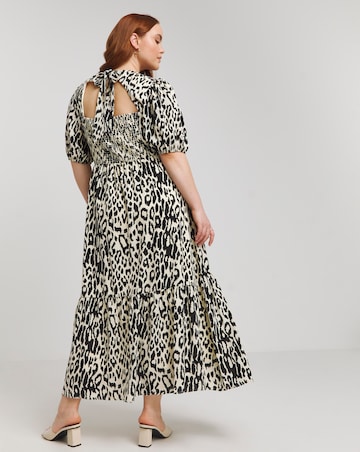 Lovedrobe Animal Print Wrap Front Puff Sleeve Midi Dress