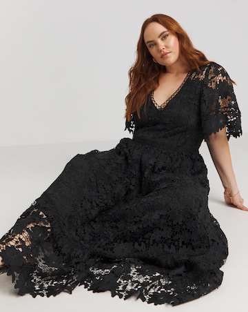 Lovedrobe Lace V-Neck Midaxi Dress