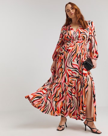Lovedrobe Swirl Print Elastic Waist Wrap Front Maxi Dress