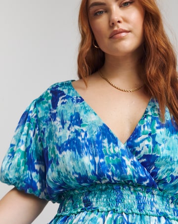 Lovedrobe Shirred Waist Puff sleeve Midi dress